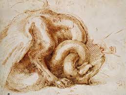 In making his drawing, michelangelo depended both on the live model and on his understanding of the idealized anatomy o f c l a s s i c a l s c u l p ture. Michelangelo Buonarroti Dragon And Other Sketches Recto Various Sketches Of Eyes And Head Profiles Verso The Metropolitan Museum Of Art