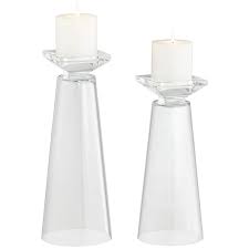 Uneven numbers tend to make the most aesthetically pleasing groups. Meghan Clear Glass Fillable Pillar Candle Holder Set Of 2 53j84 Lamps Plus