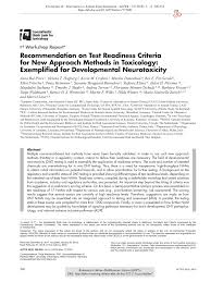 Pdf Recommendation On Test Readiness Criteria For New Approach Methods In Toxicology Exemplified For Developmental Neurotoxicity