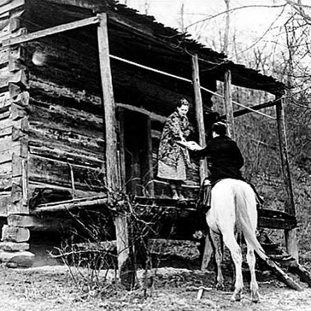 213: The Book Women of Appalachia. Cumberland Gap National Historical Park.  1. Hensley settlement - CGNHP 2. First Lady Elenor Roosevelt speaks to pack  horse librarians 3. - 7. Pack horse librarians