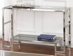 Contemporary Modern Chrome Metal And Glass Sofa Console Table Narrow Side Table For Living Room Hall Entrywa Sofa Table Glass Console Table Sofa End Tables