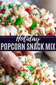 Christmas Crunch Popcorn Snack Mix Recipe Popcorn Snacks Mix Snack Mix Popcorn Mix Recipes