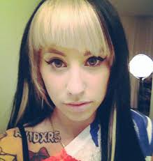Add to favorites brunette clip in bangs hair extensions 100% virgin brazilian human hair luxury fringe modern chic dark brown hair clip in bang sharirose. Kreayshawn Straight Black Asymmetric Bangs Colored Bangs Peek A Boo Highlights Hairstyle Steal Her Style