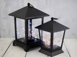 Led Lantern With Fairy Lights Black 9in Lantern With Fairy Lights Led Lantern White Fairy Lights