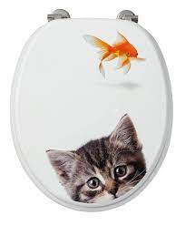 allibert wc bril kat vis mdf verchroomde scharnieren decor katten vis scharnieren