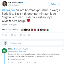 Download mp3 era fm gratis, ada 20 daftar lagu era fm yang bisa anda download. Datuk Siti Nurhaliza Minta Era Fm Putarkan Lagu Segala Perasaan Media Hiburan