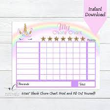 Unicorn Chore Chart Unicorn Reward Chart Instant Download Etsy In 2021 Chore Chart Kids Charts For Kids Reward Chart