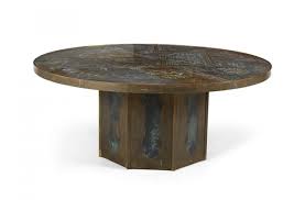 Mahogany coffee table centers the room lot 174: Phillip Kelvin Laverne Mid Century Circular Etched Bronze Chan Coffee Cocktail Table