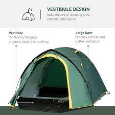Outsunny Camping Dome Tent 2 Room For 3 4 Person With Weatherproof Vestibule Backpacking Tent Large Windows Lightweight For Fishing Hiking Green Compact W Me In 2021 Tent Dome Tent 4 Person Camping Tent