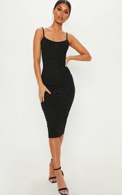 Black Glitter Strappy Midi Dress Strappy Midi Dress Glitter Dress Outfit Midi Dress Bodycon