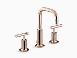 Brass construction provides strength and durability. K 14406 4 Purist Widespread Sink Faucet With Low Lever Handles Kohler