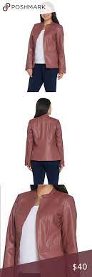 Studio By Denim Co Faux Leather Zip Front Black Faux Leather Jacket Brown Faux Leather Jacket Denim Co