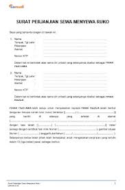 Dokumen ini yang juga dikenali sebagai 'tenancy agreement' yang menjadi kontrak antara tuan rumah dan penyewa secara bertulis. Contoh Surat Perjanjian Sewa Ruko Kios Pdf Doc Lamudi
