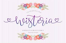 It can be used in all advertising materials, perfect for: Wisteria Script 146371 Script Font Bundles