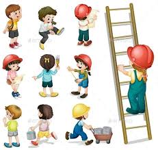 Kids Working Working With Children Kids Stock Cartoon Kids