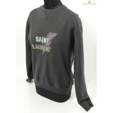 Saint Laurent Gray Lightning Bolt Logo Sweater Leprix