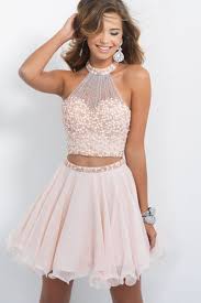 Light Pink Beaded Cheap Cute 8th Grade Short 2 Two Piece Font B Homecoming B Font Jpg 850 1 Homcoming Dresses Two Piece Homecoming Dress Pink Homecoming Dress