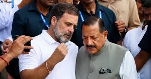 Union Minister Jitendra Singh arrives at site of Congress protest outside PM Modi's residence, meets Rahul Gandhi