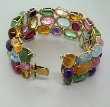 1960s Gold Gem Set Bracelet Indian Jewellery Design Earrings Beautiful Jewelry Yellow Gold Bracelet
