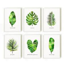 Palm Leaf Watercolor Painting Botanical Chart Tropical Print Set Of 6 Botanical Art Nature Print Monst Hojas De Acuarela Impresiones De Hojas Arte De Hoja