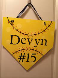 Only 2 available and it's in 2 people's carts. Diy Softball Door Hanger Softball Softball Crafts Door Signs