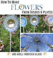 Garden Art Diy How To Make Glass Garden Art Flowers Drill Through Gartenkunst Diy Gartenprojekte Minibiotop