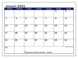 Menjadi sebuah kebutuhan saat awal tahun dimulai unt. Kalender 504sl Januari 2021 For Att Skriva Ut Michel Zbinden Sv