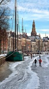 Frozen Canal Groningen Netherlands Travel Groningen Netherlands