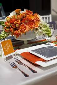Pumpkin and sage green look great together and make for an idyllic autumnal wedding. Burnt Orange Citrus Inspired Wedding Reception Table Decor Wedding Inspiration Board Junebug Weddings