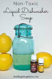 Homemade dishwasher soap tabs are all natural with ingredients that homemakers have been using safely for generations. Non Toxic Liquid Dishwasher Soap Dwelling In Happiness Dishwasher Soap Natural Cleaning Products Dishwasher Detergent