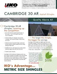 Most english measured shingles are 12″ x 36″ but have a 5″ exposure by 36″ long, so each shingle covers 180 sq. Cambridge 30 Ar Asphalt Shingles Iko