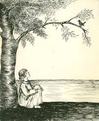 Bird Sitting On Tree Branch Drawing Drawing Of Girl Sitting Under Tree Looking At Bird Saskhistoryonline Ca Tree Drawing Drawings Girl Drawing