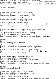 Tonight I Ll Be Staying Here With You Lyrics And Chords Bob Dylan Songs Words To Use