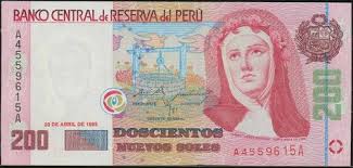 Peru Money Currency 200 Nuevos Soles Banknote 1995 Saint Rose Of Lima St Rose Of Lima Peru Bank Notes