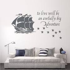 Amazon Com Wall Decal Decor Peter Pan Wall Decal Quote To Live Will Be An Awfully Big Adventure Vinyl St Baby Boy Nursery Decor Pirate Nursery Baby Room Art