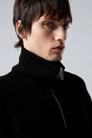 WEEKDAY Harry Wool Blend Sweater in Black