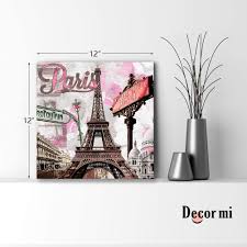 Here you will see the colors that are ideal for the use in paris themed decor for bathroom style. Amazon Com Decor Mi Canvas Wall Art Romantic Pink Paris Eiffel Tower Square Wall Art 12x12 Inch Printed Canvas Wall Decors For Kids Girls Bedroom Living Room Bathroom Posters Prints