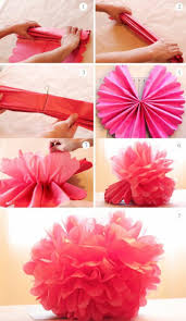 Bastelideen Mit Papier Grosse Rosa Blume Aus Krepppapier Selber Machen Draht Diy In 2020 Papierblumen Basteln Blumen Falten Blumen Aus Krepppapier