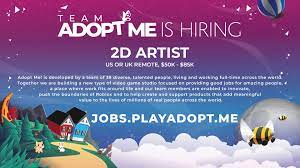 For roblox fans in the united states, the adopt me update will be. Adopt Me On Twitter We Re Hiring A 2d Artist 50k 85k Year Remote Work Your Own Hours From Us Or Uk Create Illustrations And 2d Assets For The