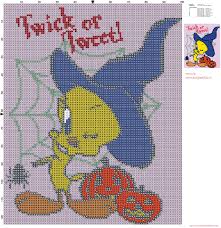 Trick or treat product type: Tweety Halloween Cross Stitch Pattern Free Cross Stitch Patterns Simple Unique Alphabets Baby
