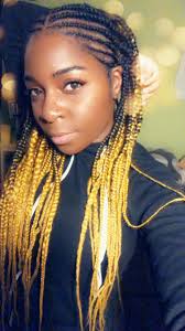 Black And Blue Box Braids On Dark Skin Fulani Feed In Braids Ombre Box Braids Big Box Braids Box Braids Styling