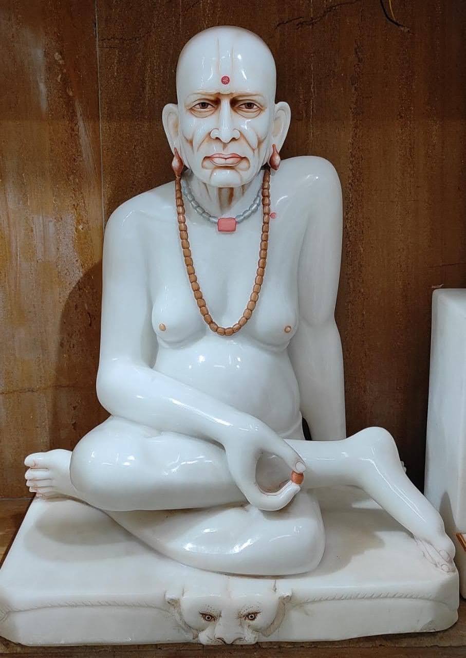 Exquisite Hand-carved Marble Swami Samarth Statue product image