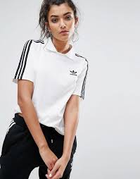 Black And White Adidas T Shirt Women S Adidas Adidas Originals White Three Stripe Turtleneck T Shirt Turtleneck T Shirt Polo Shirt Outfits Adidas Women Tshirt