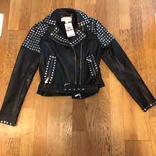 Michael Kors Studded Leather Moto Jacket Nwt Studded Leather Leather Moto Jacket Leather