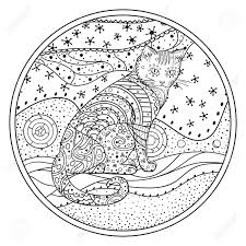 Coloriages mandala publie le nouveau coloriage à imprimer gratuitement tous les jours! Chat Zendala Mandala Dessine Main Avec Des Motifs Abstraits Sur Fond D Isolement Concevoir Pour La Relaxation Spirituelle Pour Les Adultes Illustration En Noir Et Blanc A Colorier Art Zen Style Decoratif Clip