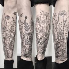 Maret Brotkrumen On Instagram Nora S Very Own Wildflower Field With A Dead Bird And Bugs And Bees From Floral Tattoo Sleeve Nature Tattoo Sleeve Leg Tattoos