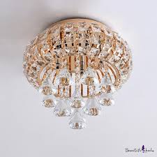 Great for entryways or dining areas, a flush mount chandelier or vintage flush mount ceiling light can stand out with style and sophistication. Circular Ceiling Mounted Fixture Modern Beveled Crystal 5 Lights Gold Flush Mount Lighting For Porch Beautifulhalo Com