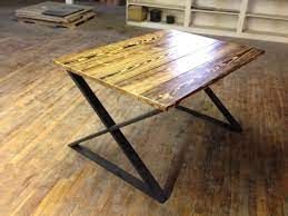 We made the legs of the desk with two rectangles made of four metal bars welded together. Rustic Table Legs Square Metal Industrial Frames Custom