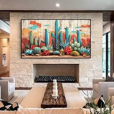 Amazon.com: Saguaro Cactus Canvas Wall Art, Cactus Wall Decor, Colorful  Cactus Canvas Print, Southwest Canvas Pictures, Succulent Plant Wall Decor,  ...