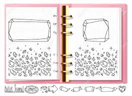 Download Bullet Journal Mock Up Crystal Doodles Hand Drawn Gemstones For Notebook Diary Doodles In Open Notebook Royalty Free Cliparts Vectors And Stock Illustration Image 135041063